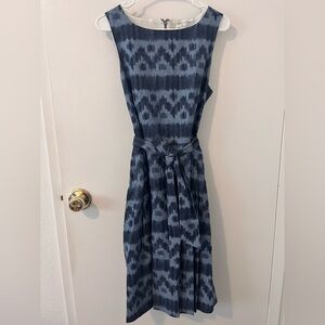 L. L. Bean Signature 100% Chambray 100% Cotton Dress Ikat Print 12